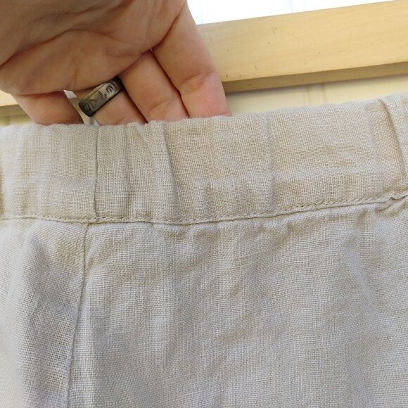 J Jill 100% Linen Women's Crop Pants Size L Petite Short Drawstring FLAWS READ - Picture 8 of 10